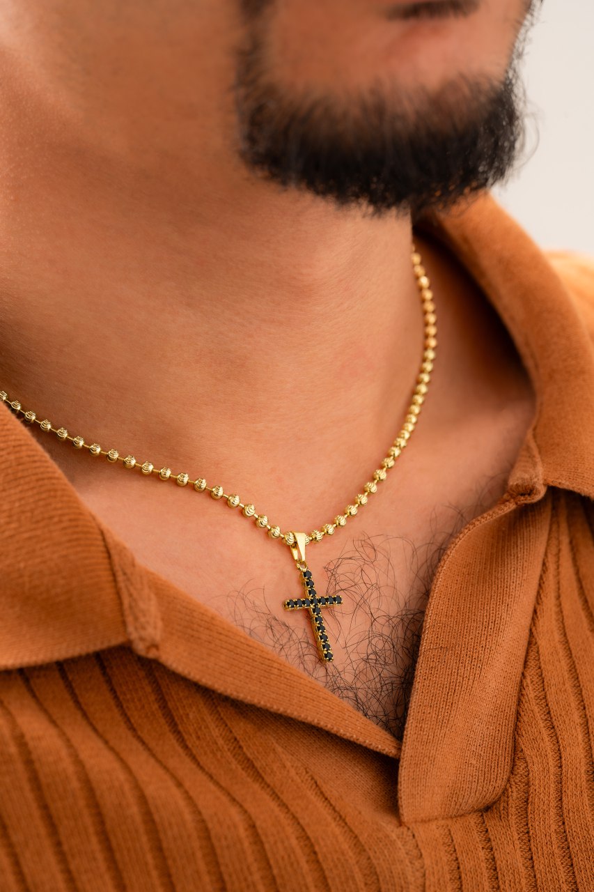 DIJE CRUZ CIRCONIAS MEDIANA NEGRA