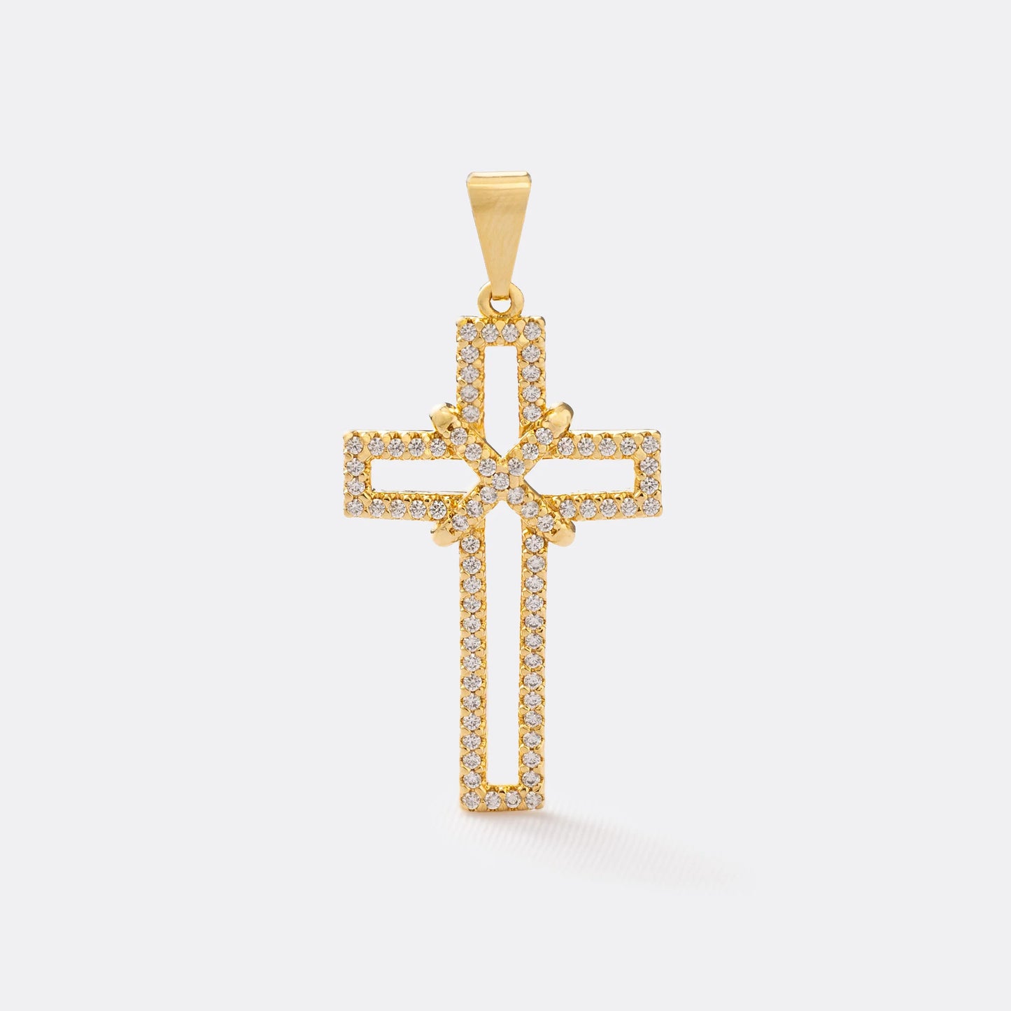 DIJE CRUZ SILUETA CIRCONIAS CRISTAL 3.5 CMS