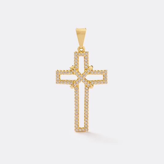 DIJE CRUZ SILUETA CIRCONIAS CRISTAL 3.5 CMS
