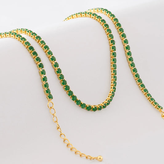 CADENA CIRCONIAS VERDE UNISEX 45CMS