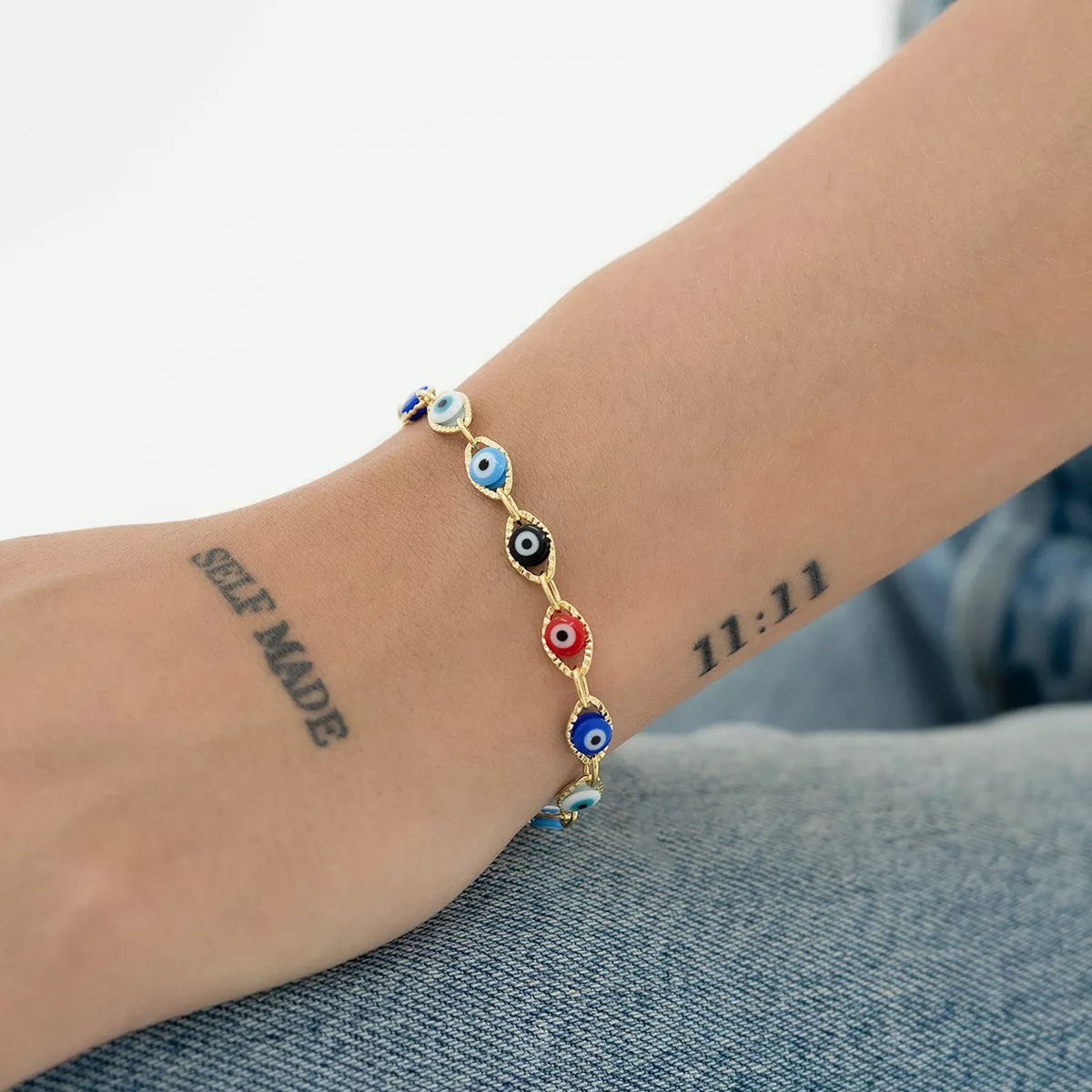 PULSERA OJO TURCO MULTICOLOR 16 CMS + EXTENSOR