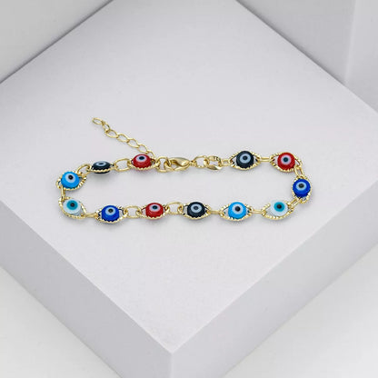 PULSERA OJO TURCO MULTICOLOR 16 CMS + EXTENSOR